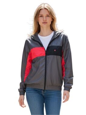Hurley Gray and Red Bomber Jacket